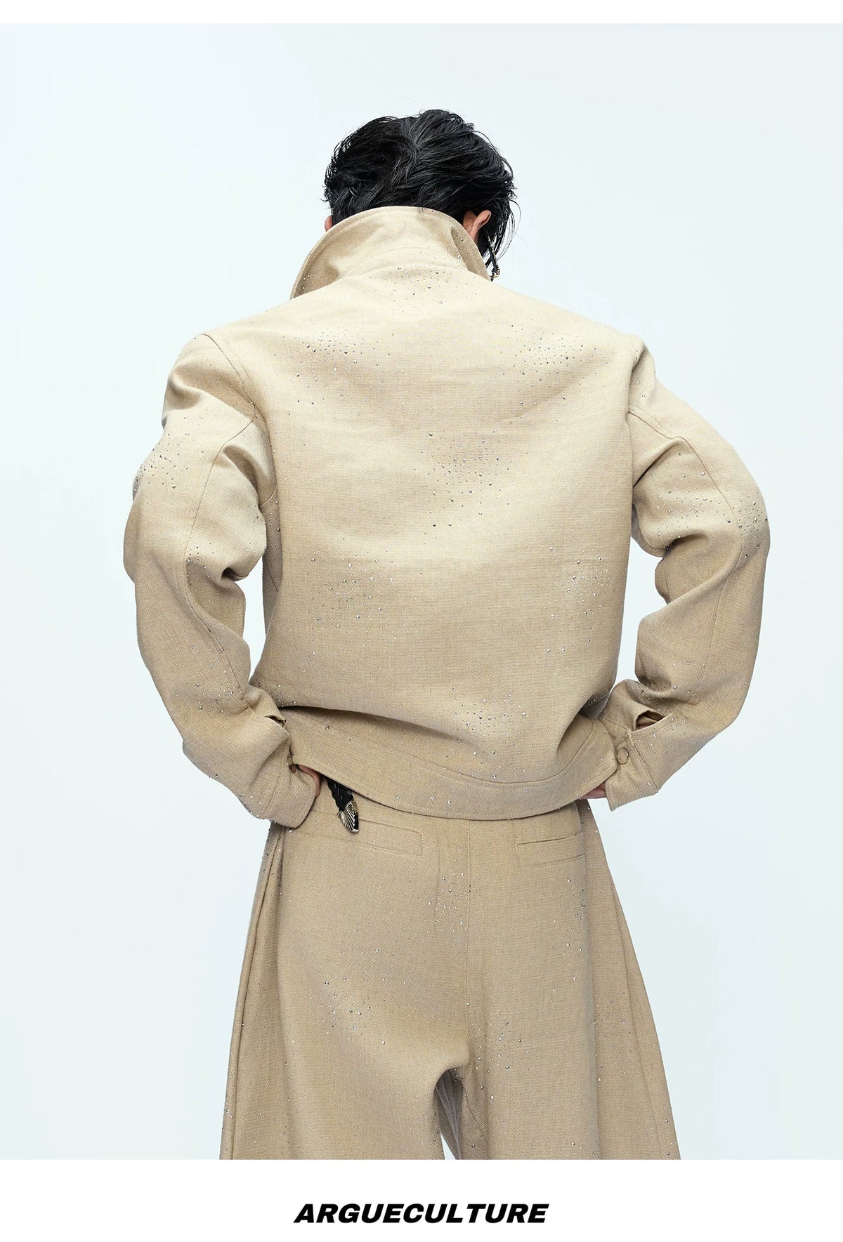 Unisex Contrast Lapel Cotton Jacket and Pants Set - description image 14