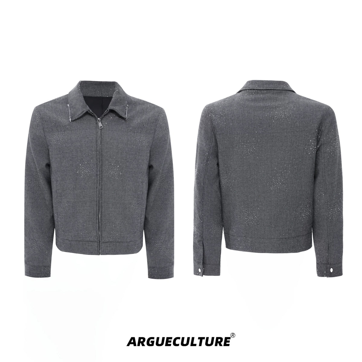 Unisex Contrast Lapel Cotton Jacket and Pants Set - Gray Top