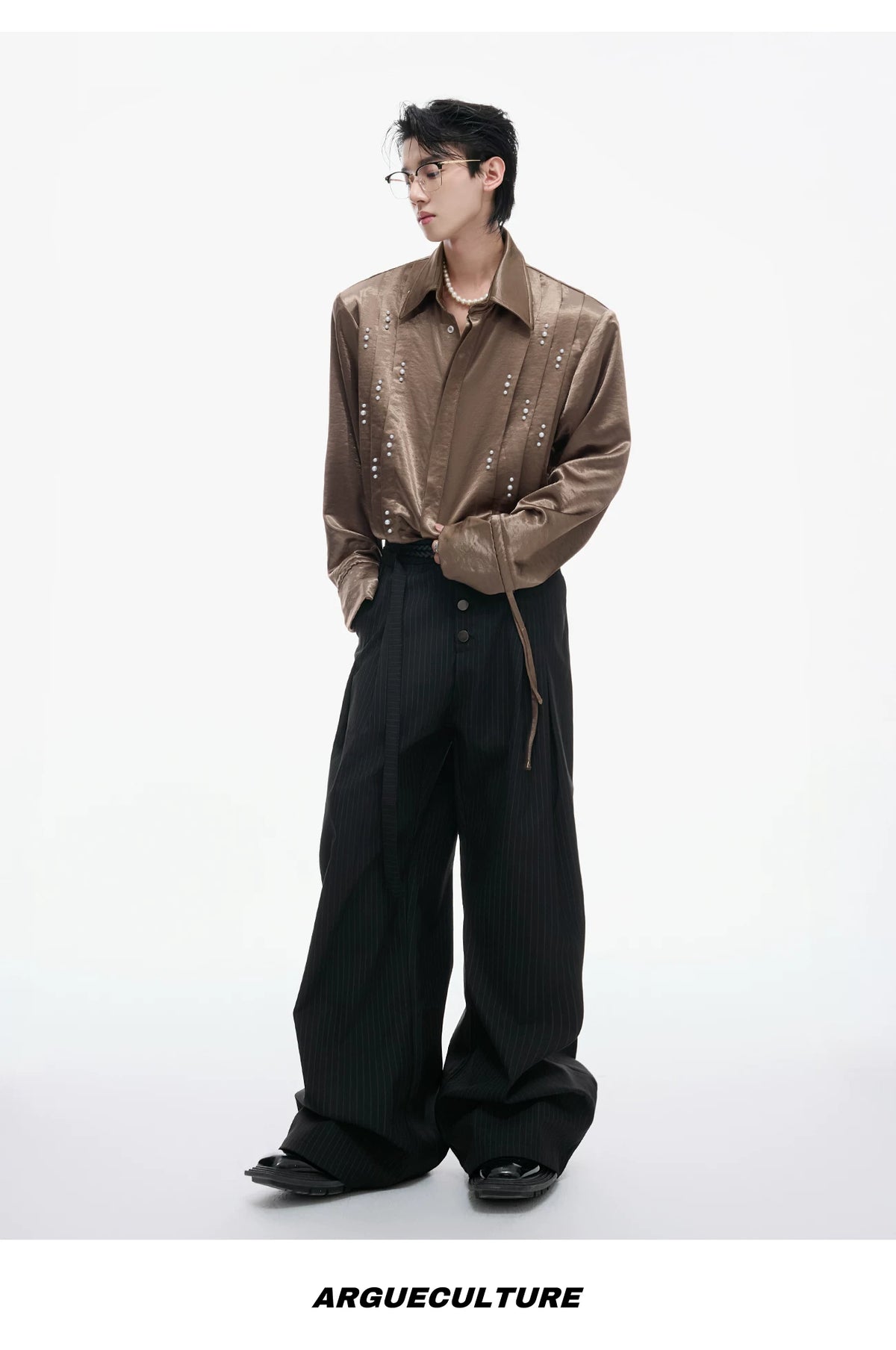 Pearl Tie Cotton Shirt | Relaxed Avant-Garde Style - description image 14