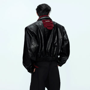 Contrast Snakeskin-Texture PU Jacket with Lapel - main image 1