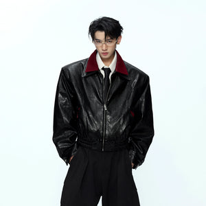 Contrast Snakeskin-Texture PU Jacket with Lapel - main image 2