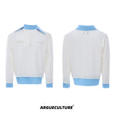 Color-Blocked Faux-Layer Knit Sweater | Unisex Style - White Top