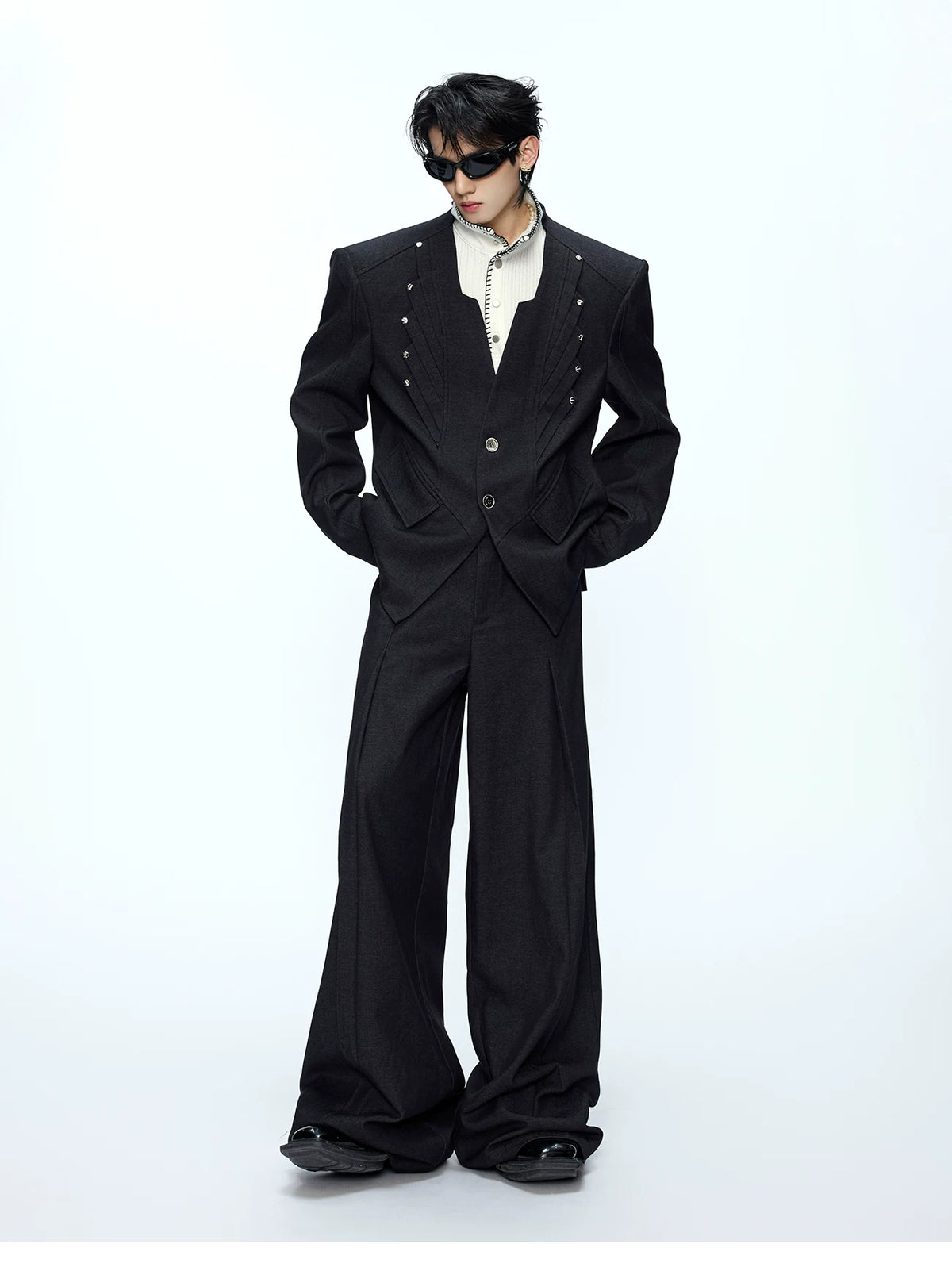 Relaxed Deconstructed Wool-Blend Tailored Suit Set - description image 4