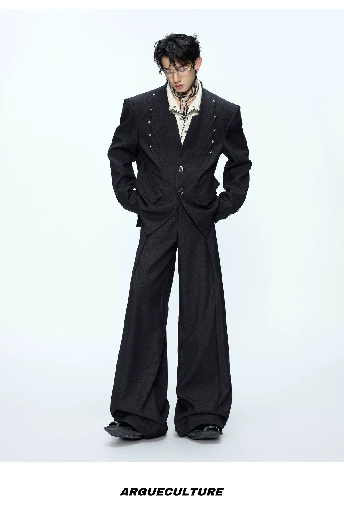 Relaxed Deconstructed Wool-Blend Tailored Suit Set - description image 10