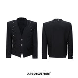 Relaxed Deconstructed Wool-Blend Tailored Suit Set - Black Top