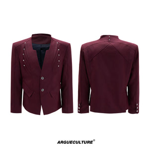 Relaxed Deconstructed Wool-Blend Tailored Suit Set - Red Top