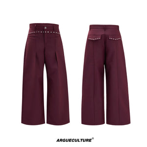 Relaxed Deconstructed Wool-Blend Tailored Suit Set - Red Pants