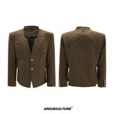 Relaxed Deconstructed Wool-Blend Tailored Suit Set - Brown Top