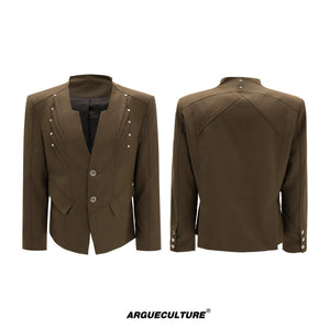 Relaxed Deconstructed Wool-Blend Tailored Suit Set - Brown Top