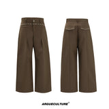 Relaxed Deconstructed Wool-Blend Tailored Suit Set - Brown Pants