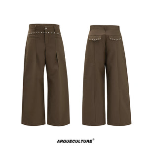 Relaxed Deconstructed Wool-Blend Tailored Suit Set - Brown Pants