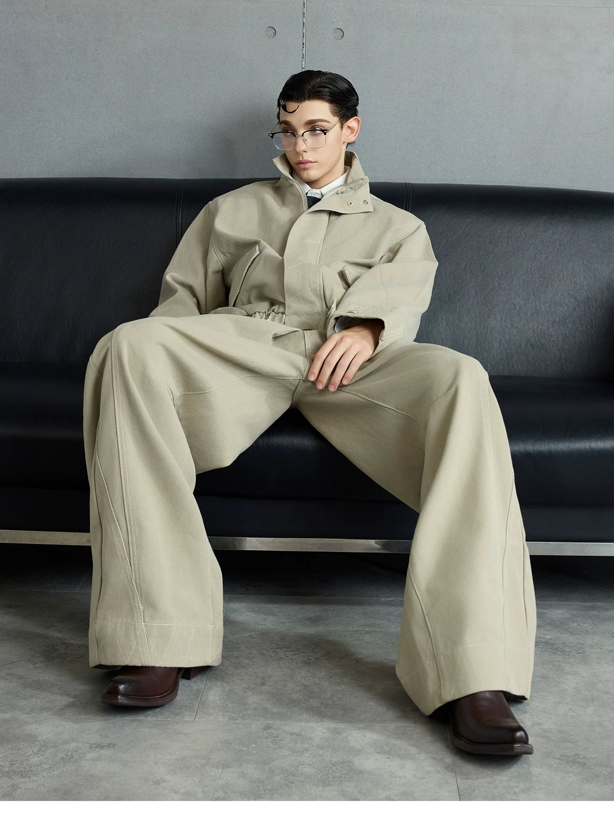 Cotton Washed Canvas Harrington Jacket | Contrast Collar - description image 4