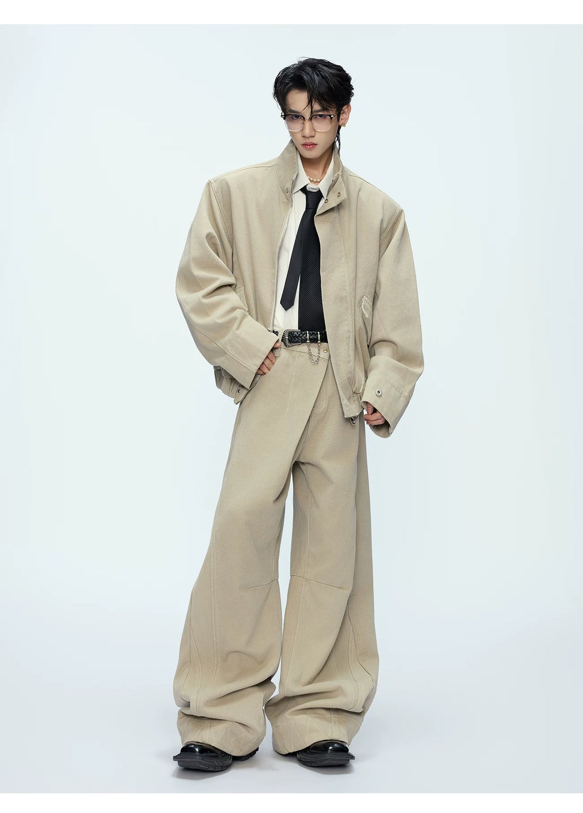 Cotton Washed Canvas Harrington Jacket | Contrast Collar - description image 6
