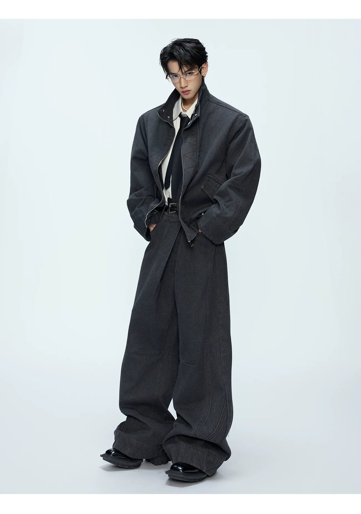 Cotton Washed Canvas Harrington Jacket | Contrast Collar - description image 8