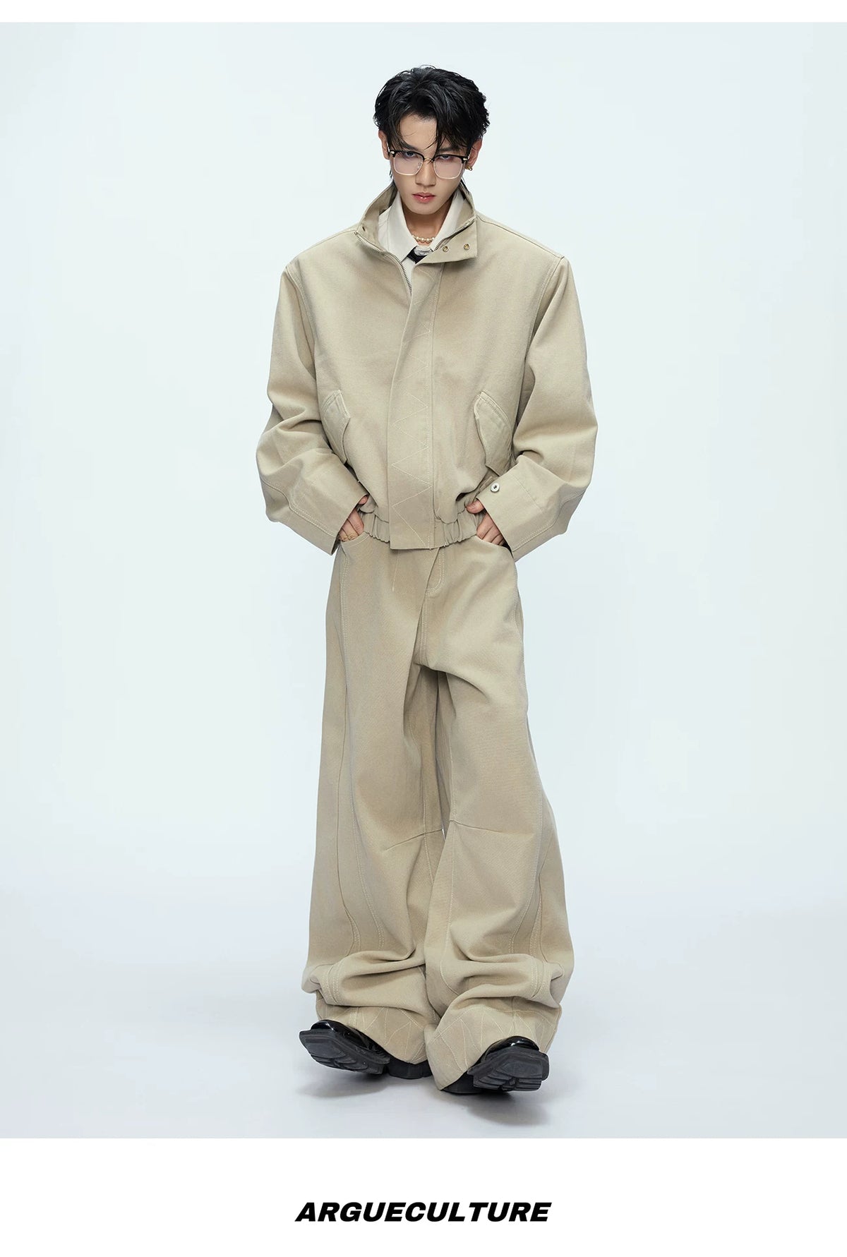 Cotton Washed Canvas Harrington Jacket | Contrast Collar - description image 9