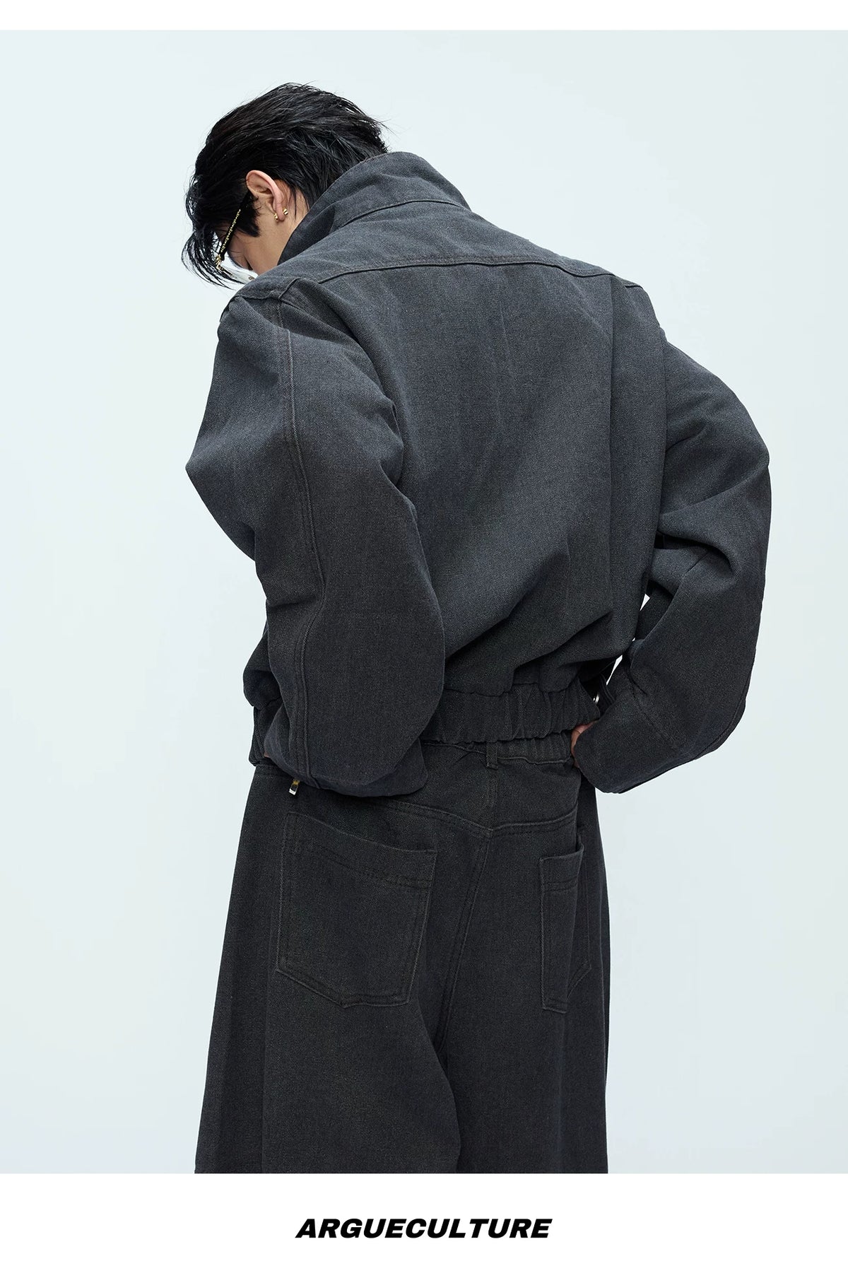 Cotton Washed Canvas Harrington Jacket | Contrast Collar - description image 14