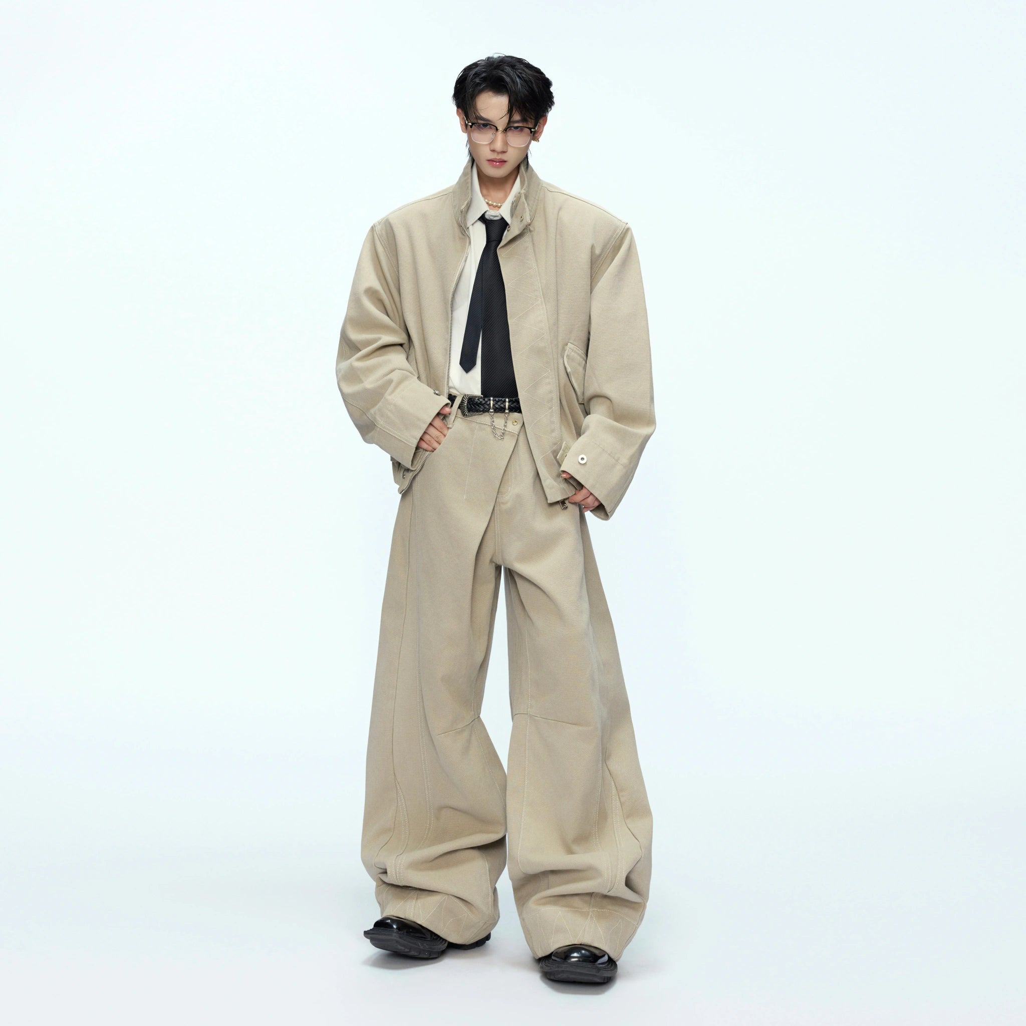 Cotton Washed Canvas Harrington Jacket | Contrast Collar - main image 2