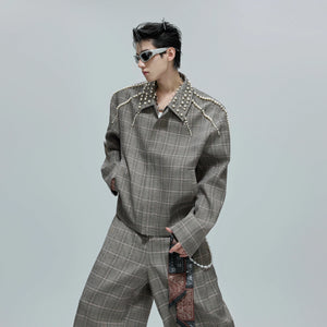 Relaxed Houndstooth Cropped Jacket and Trousers - main image 2