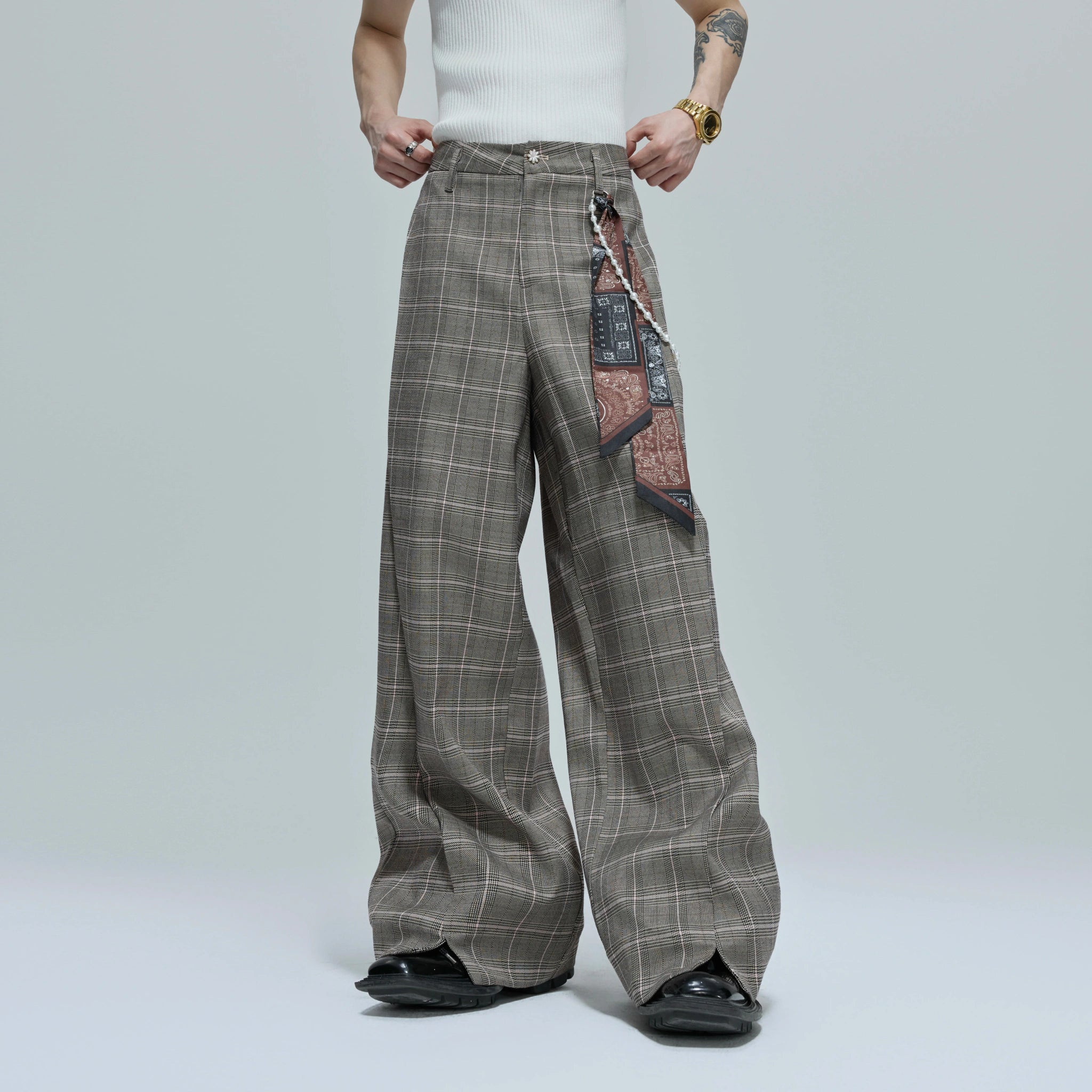 Relaxed Houndstooth Cropped Jacket and Trousers - main image 3
