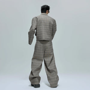 Relaxed Houndstooth Cropped Jacket and Trousers - main image 4