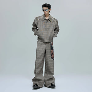 Relaxed Houndstooth Cropped Jacket and Trousers - main image 5