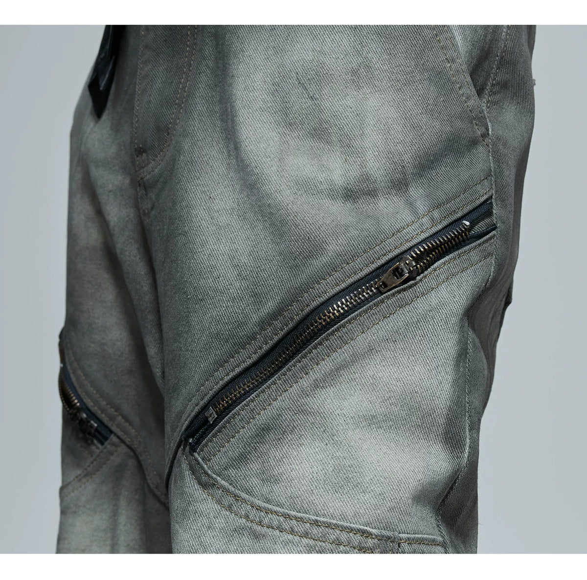 Cement Gray Denim Jacket & Flare Pants | Cotton - description image 9