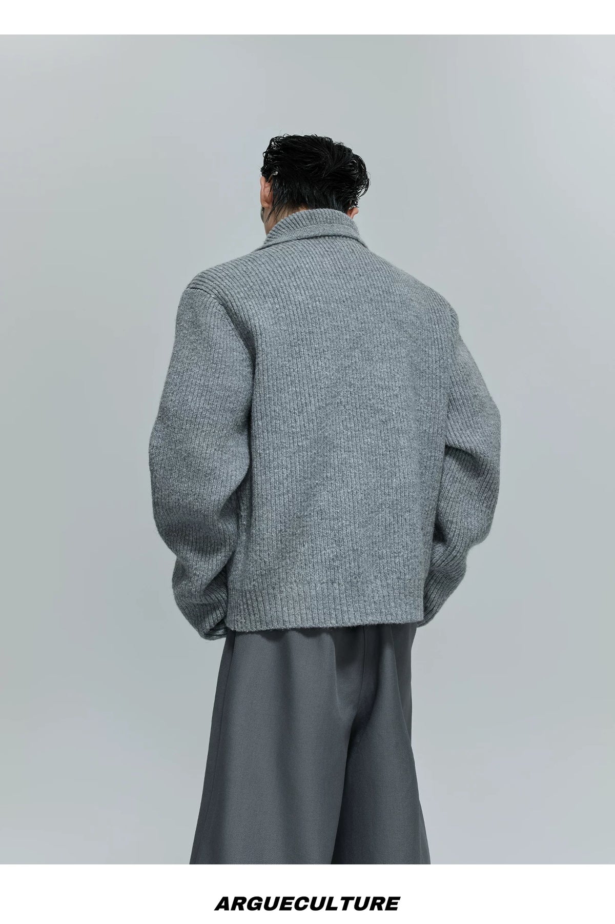 Sequin Wool-Blend High-Neck Cardigan | Unisex Knitwear - description image 2