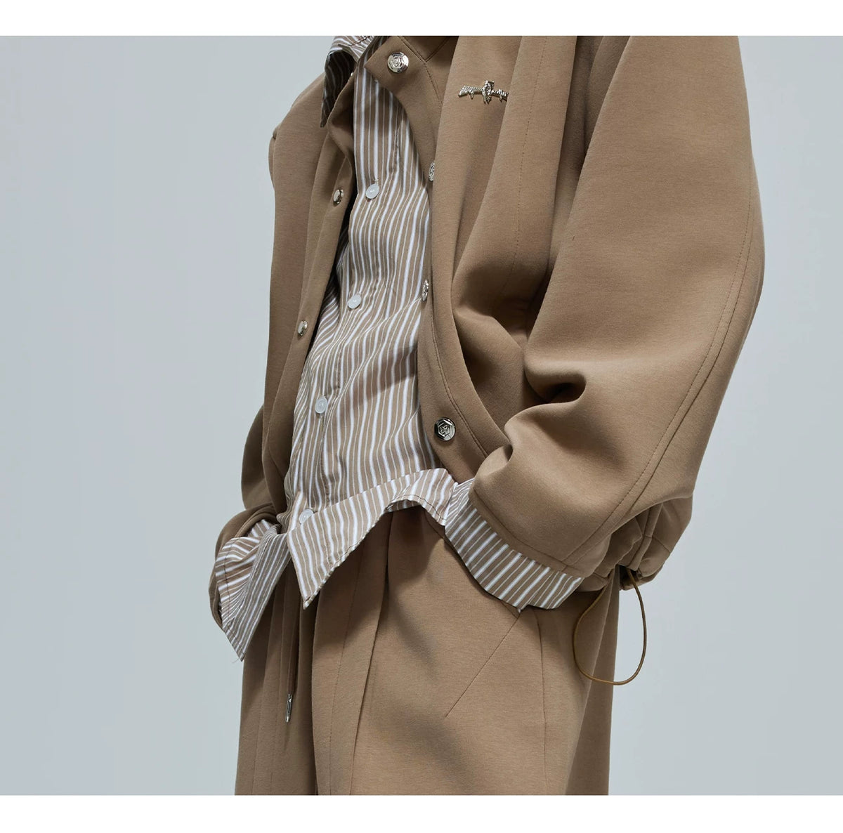 Color-Block Stripe Layered Cardigan | Unisex Streetwear - description image 11