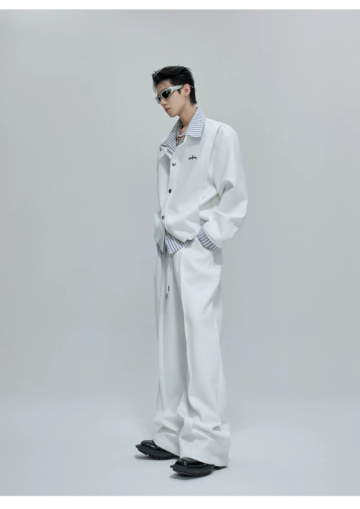 Color-Block Stripe Layered Cardigan | Unisex Streetwear - description image 13