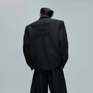 Relaxed Cotton Double-Breasted Suit Separates, Black & White - main image 4