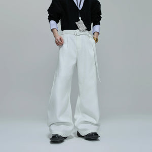 Relaxed Cotton Double-Breasted Suit Separates, Black & White - main image 5