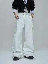 Relaxed Cotton Double-Breasted Suit Separates, Black & White - White Pants