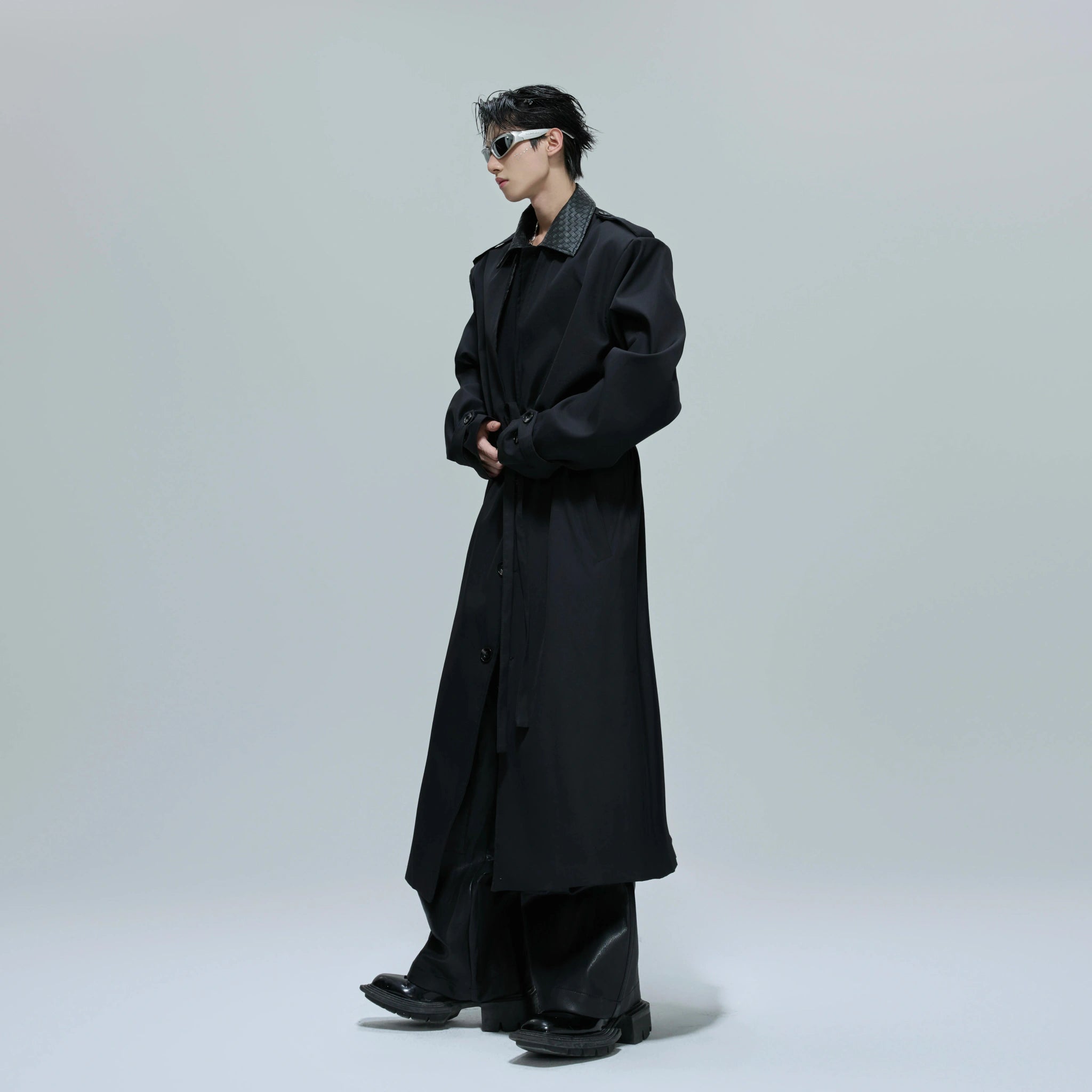 Deconstructed Cotton Long Trench Coat | Relaxed Fit - main image 1