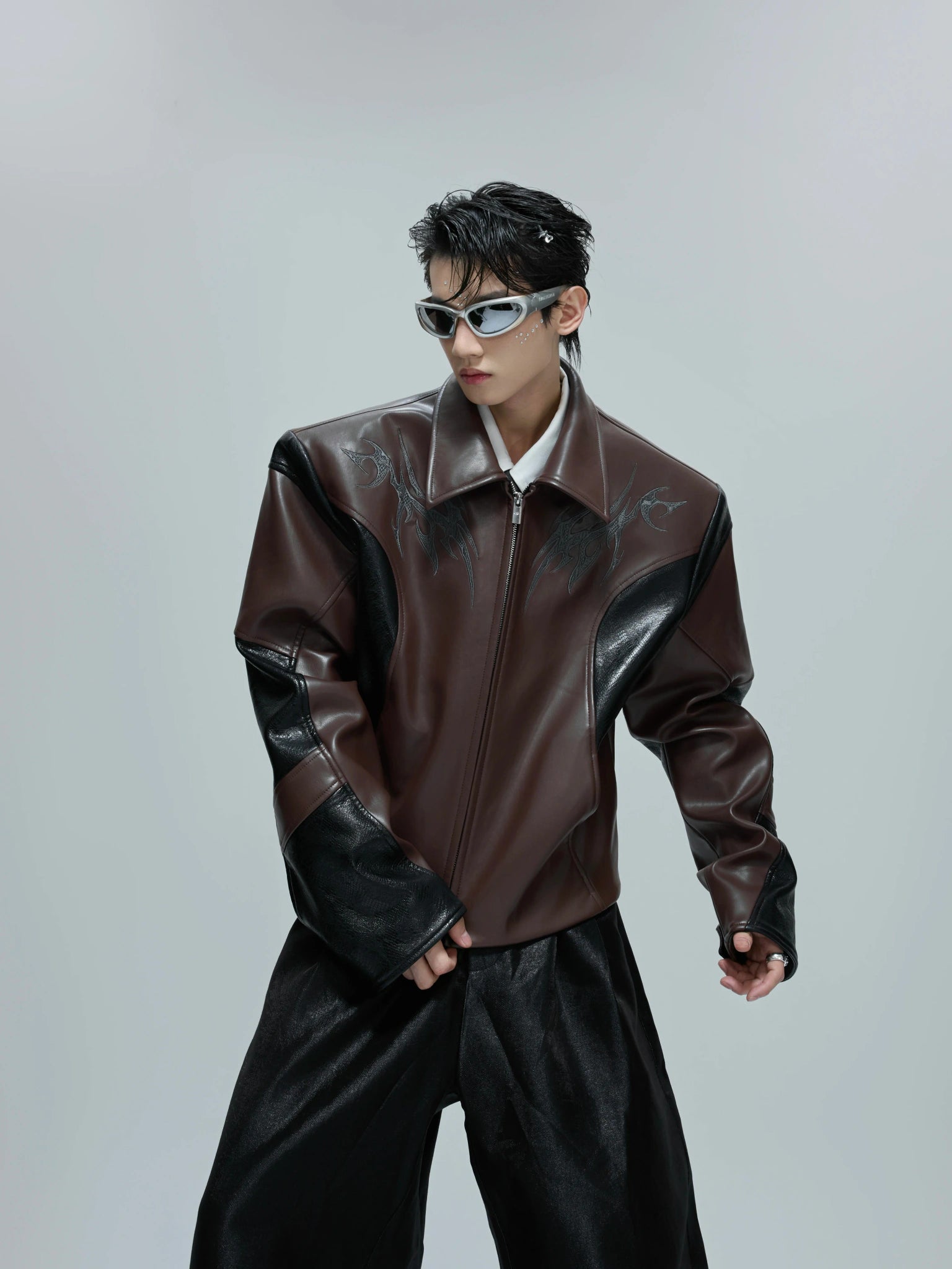 Cropped Faux Leather Jacket | Relaxed Urban Style - main image 2