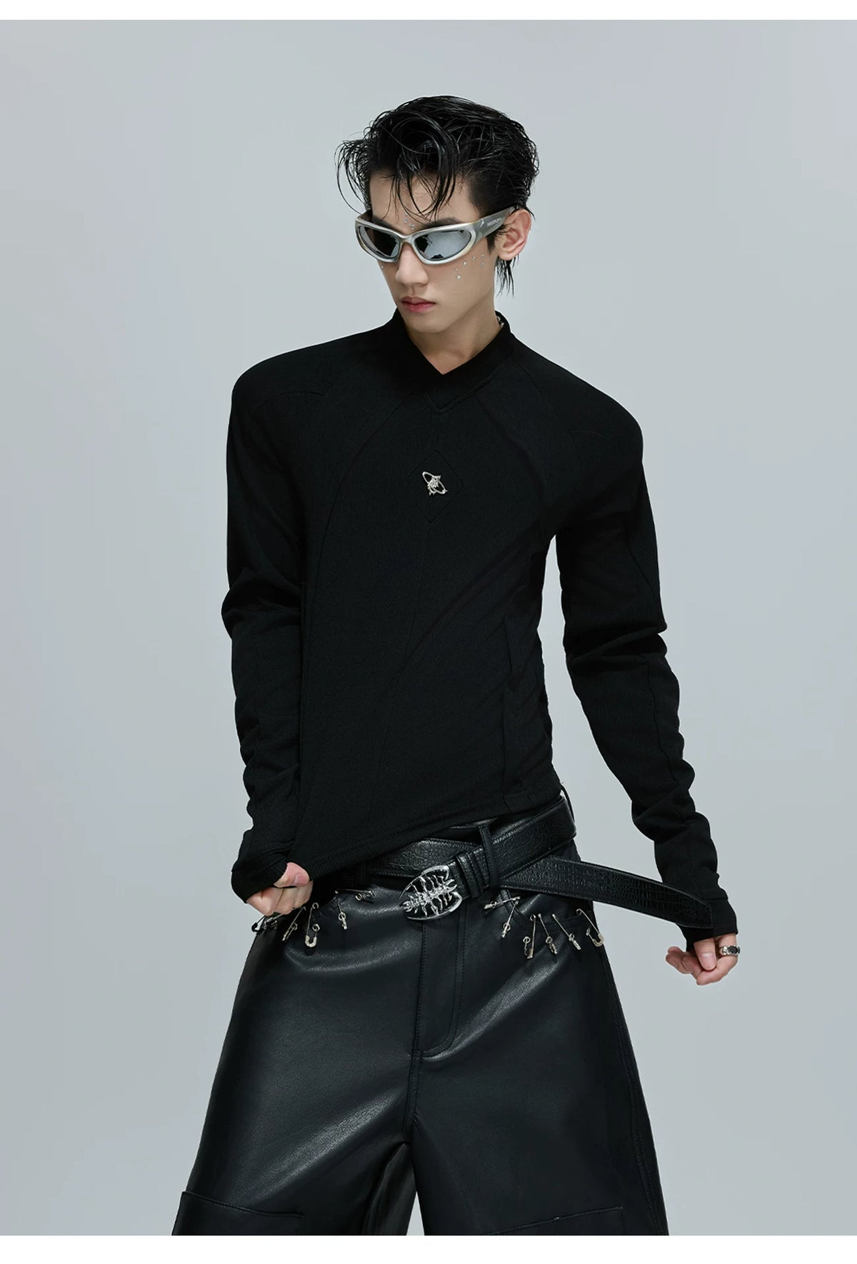 Deconstructed Panel Long-Sleeve Tee | Black or White - description image 7