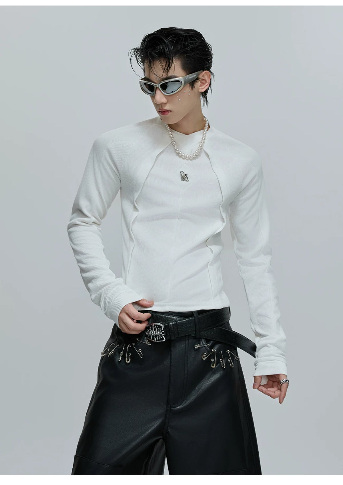 Deconstructed Panel Long-Sleeve Tee | Black or White - description image 10