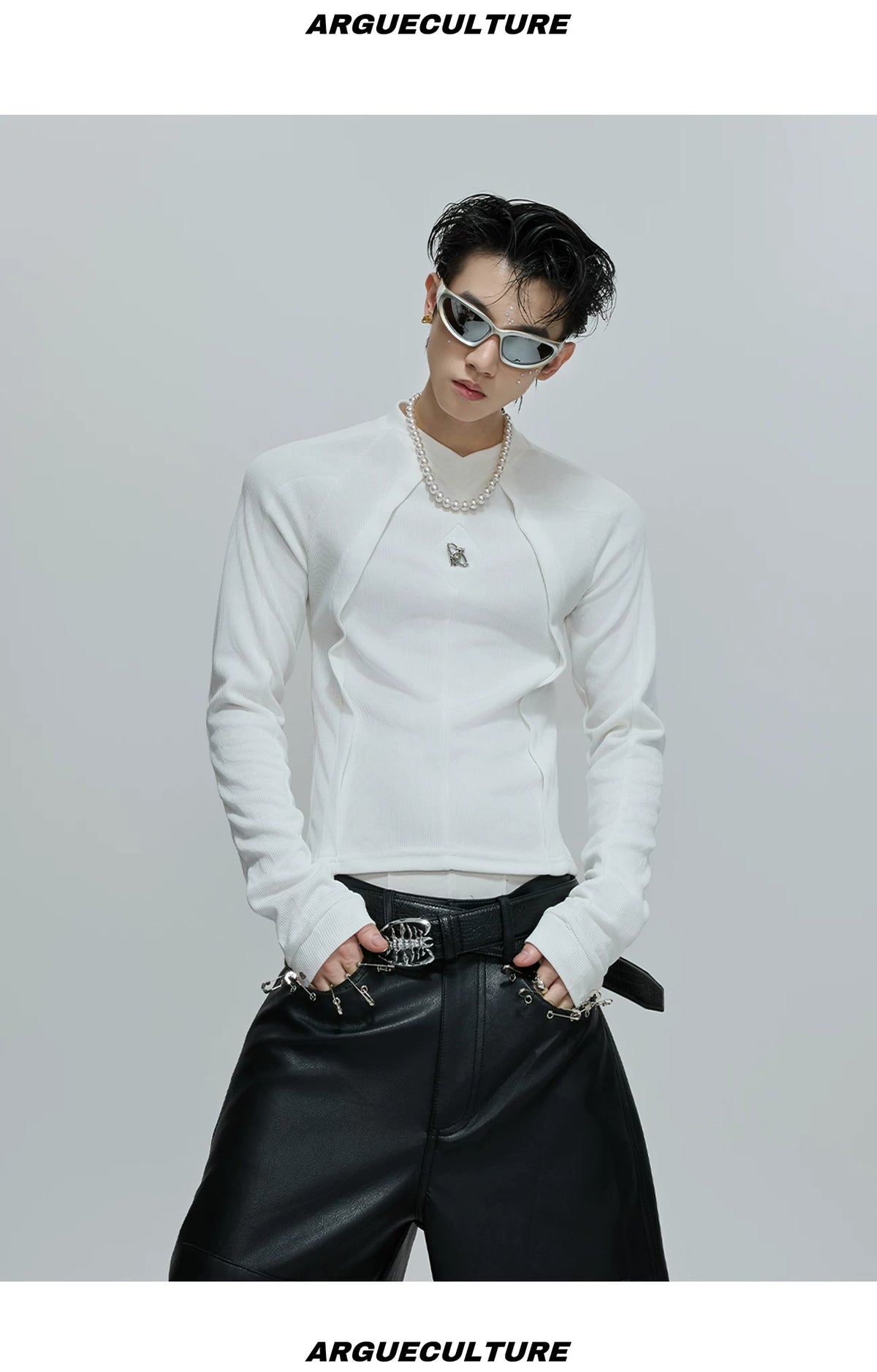 Deconstructed Panel Long-Sleeve Tee | Black or White - description image 11