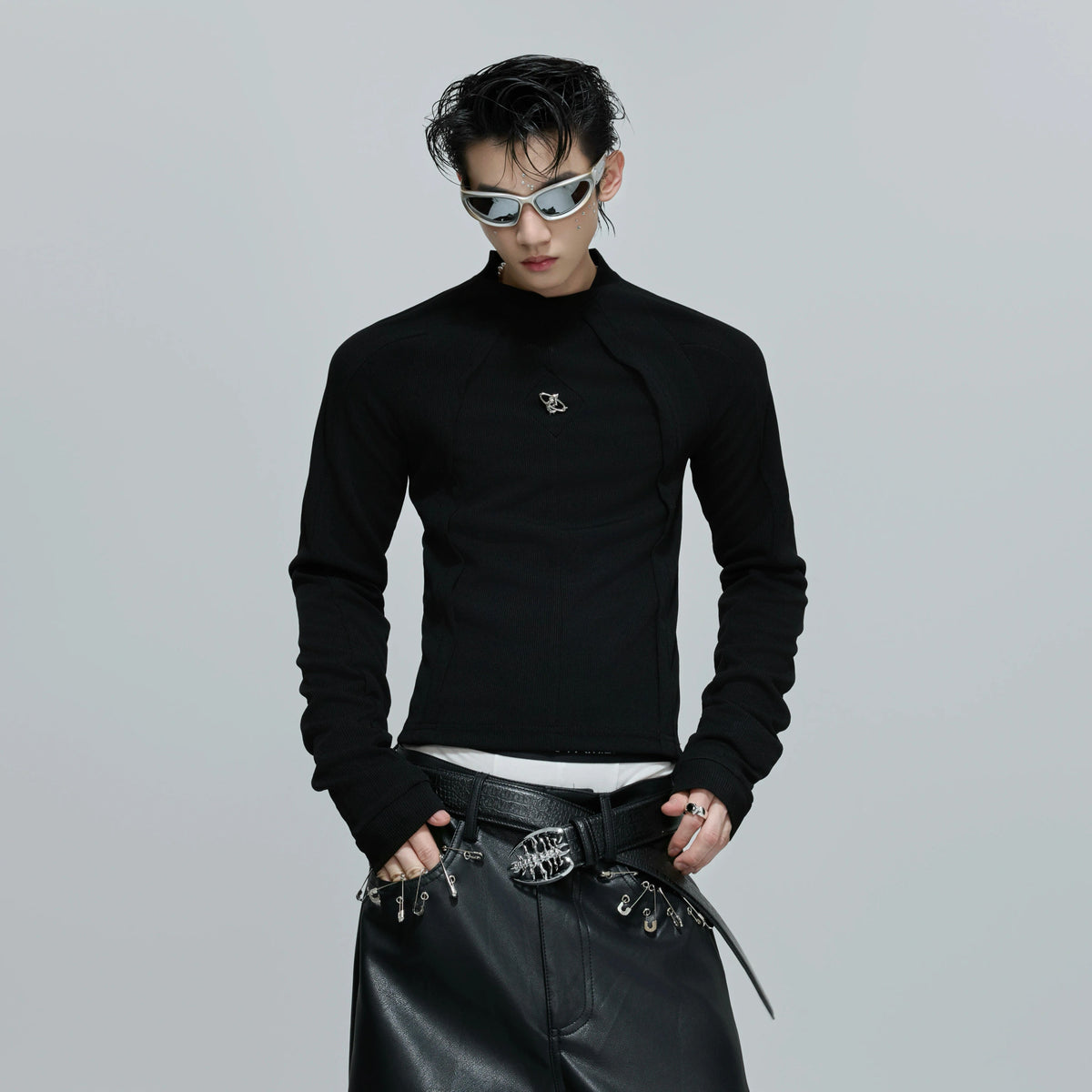Deconstructed Panel Long-Sleeve Tee | Black or White - main image 1