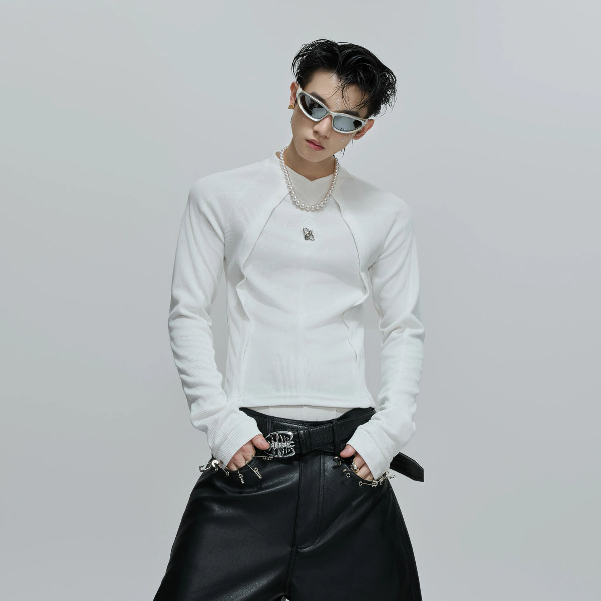 Deconstructed Panel Long-Sleeve Tee | Black or White - main image 2