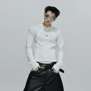 Deconstructed Panel Long-Sleeve Tee | Black or White - main image 2
