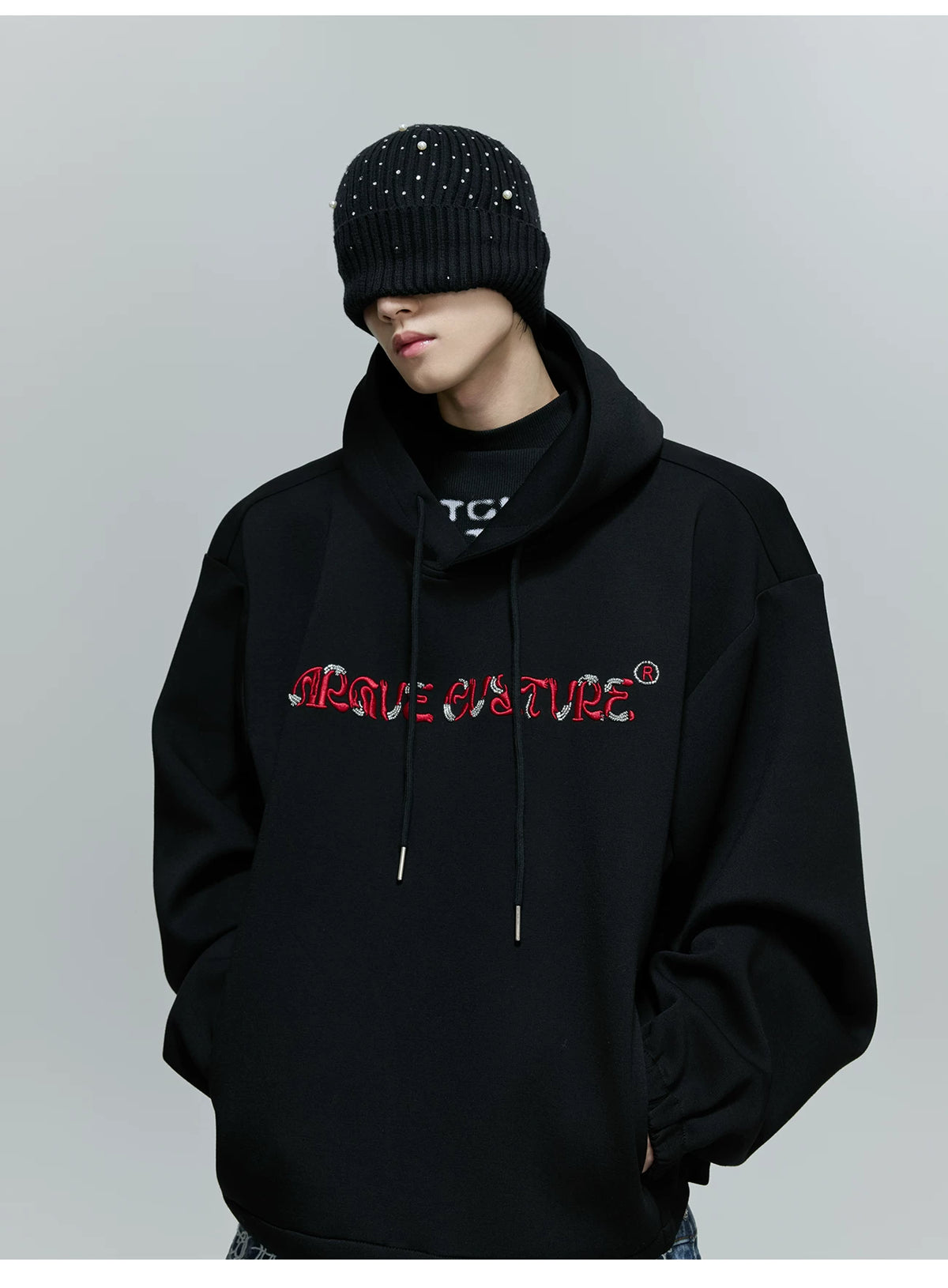 Beaded Embroidered Oversized Hoodie | Argue Culture - description image 2