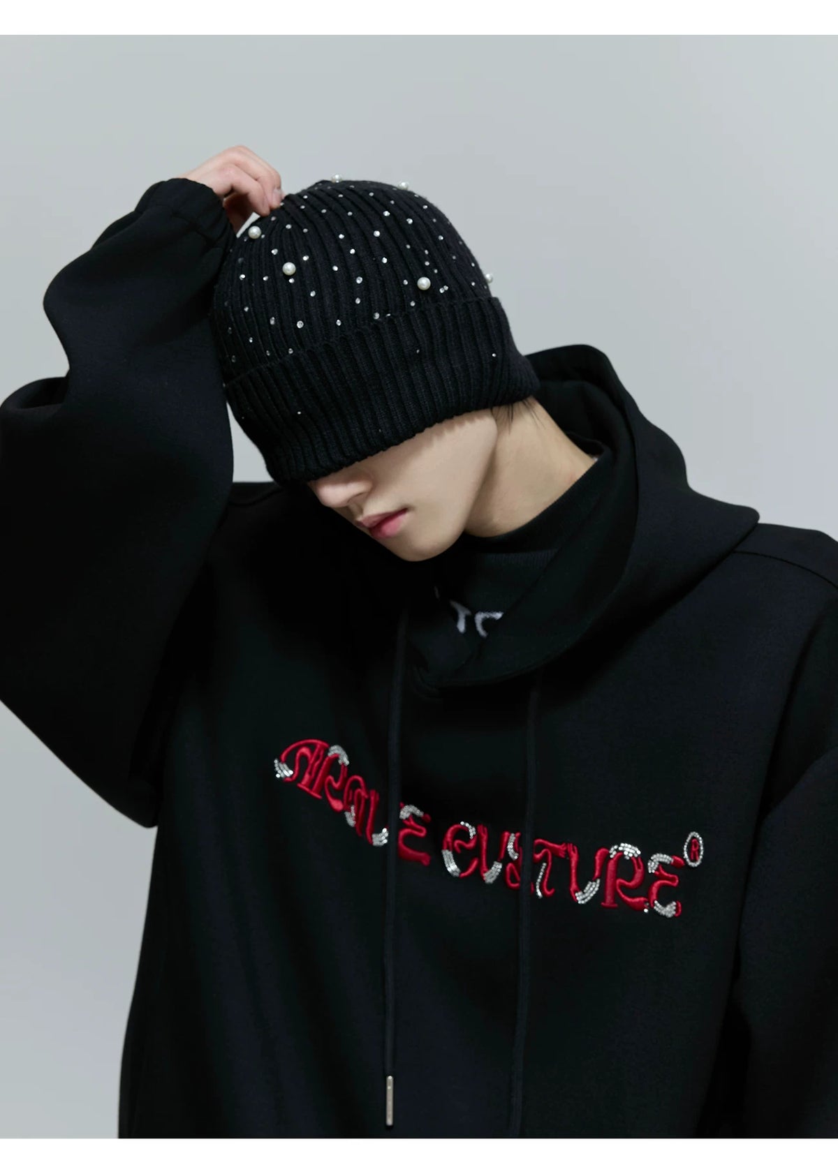 Beaded Embroidered Oversized Hoodie | Argue Culture - description image 4