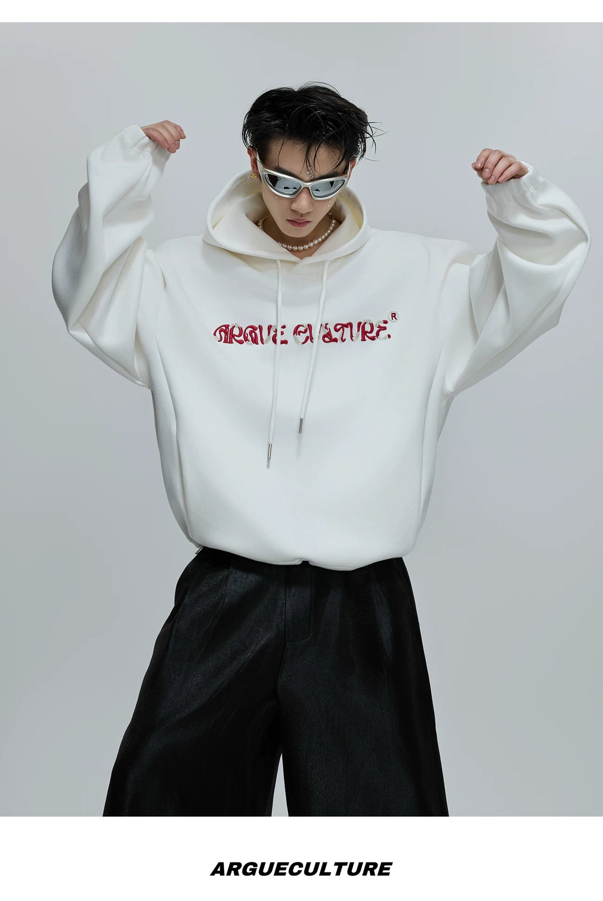 Beaded Embroidered Oversized Hoodie | Argue Culture - description image 7