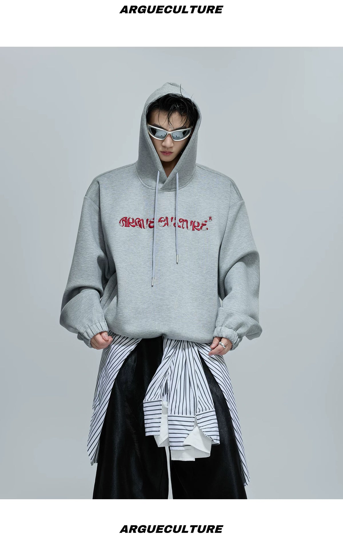 Beaded Embroidered Oversized Hoodie | Argue Culture - description image 9