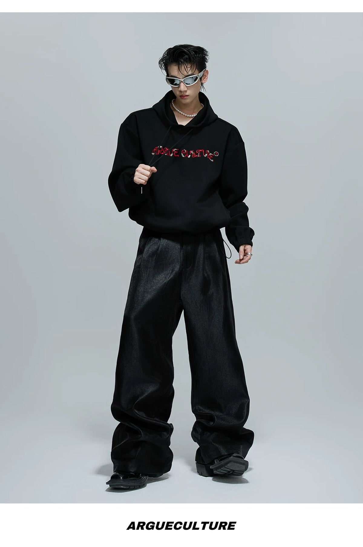 Beaded Embroidered Oversized Hoodie | Argue Culture - description image 12