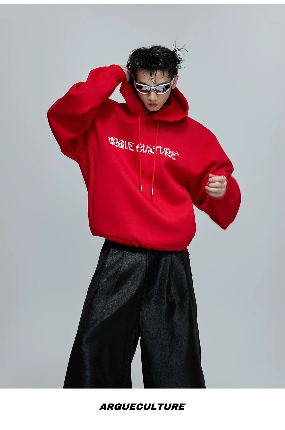 Beaded Embroidered Oversized Hoodie | Argue Culture - description image 15