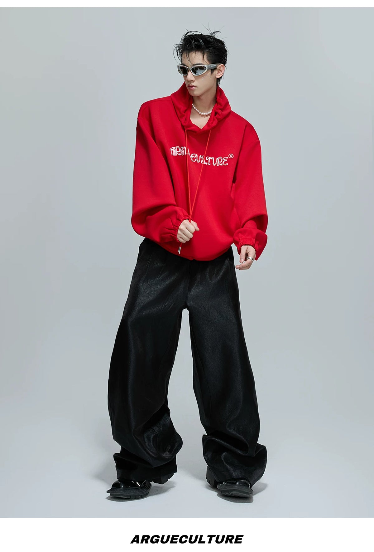 Beaded Embroidered Oversized Hoodie | Argue Culture - description image 16
