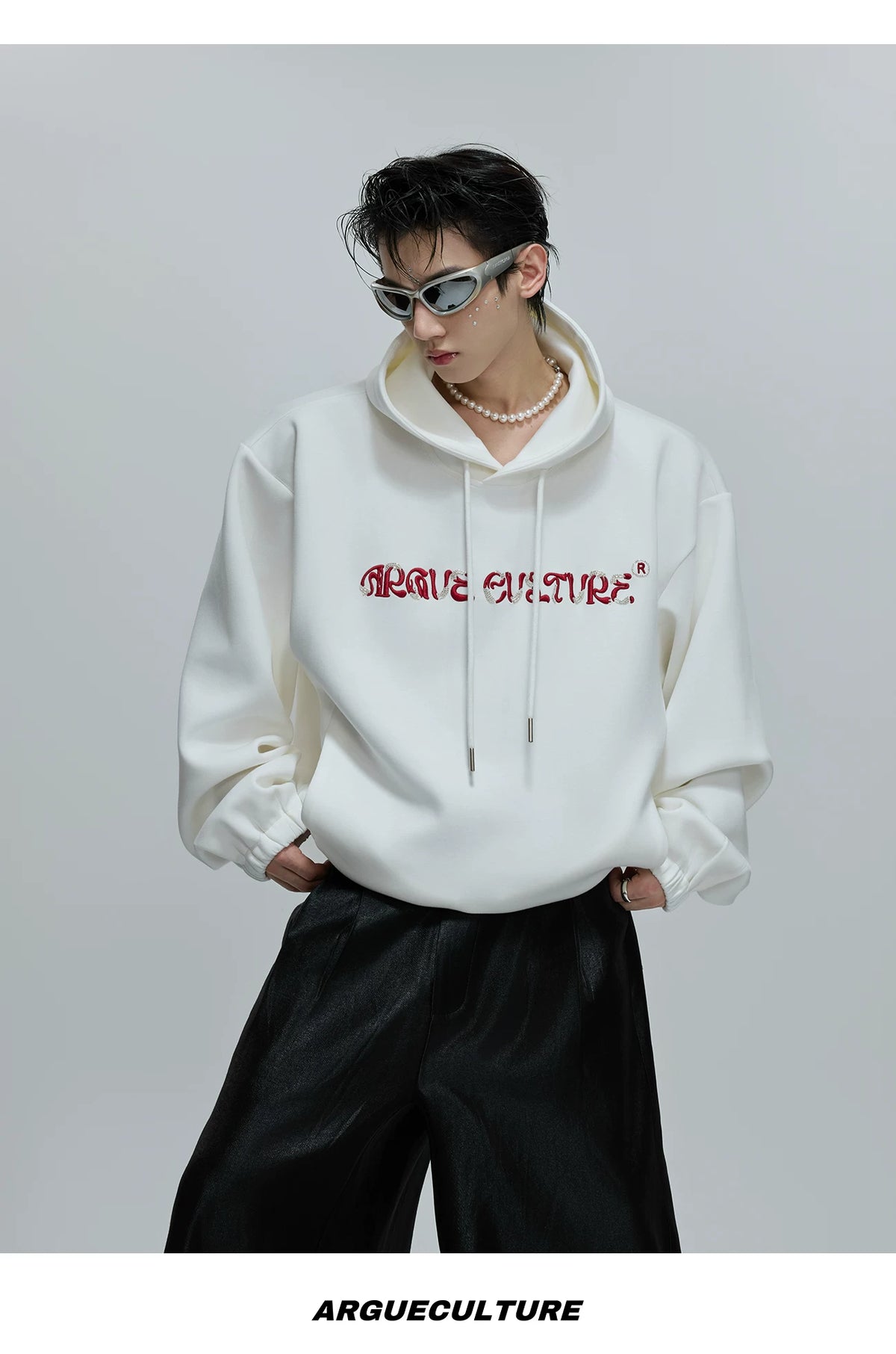 Beaded Embroidered Oversized Hoodie | Argue Culture - description image 17