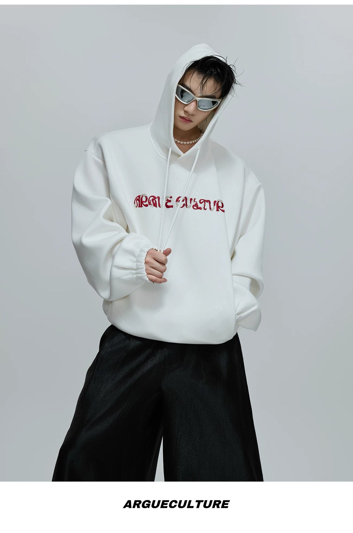 Beaded Embroidered Oversized Hoodie | Argue Culture - description image 18