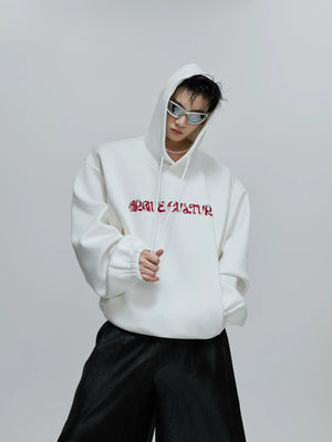 Beaded Embroidered Oversized Hoodie | Argue Culture - White Top